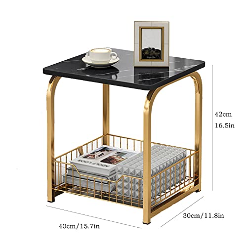 Mesa de Café Mesa de Salón Mesa auxiliar, Metal de café, Metal, Almacenamiento con Cesta de almacenamiento para mesa de dormitorio Libres de mesa Mobiliario para vivir Mesas Laterales ( Color : A )