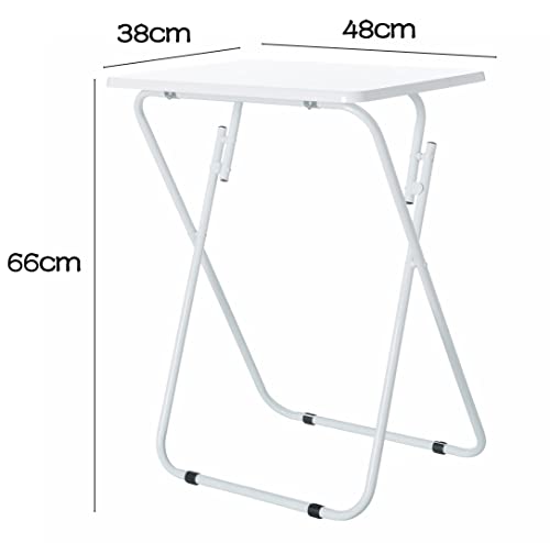 Mesita Plegable de Metal y Madera Blanco 48x38x66cm