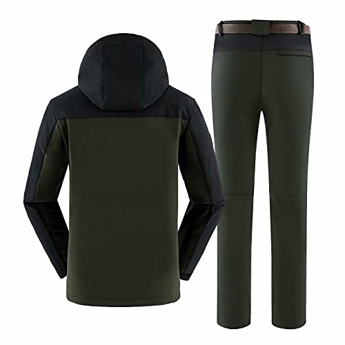 MEYOCEYO Chaqueta Montaña Hombre Invierno Pantalones Softshell Transpirables Chaqueta Trekking Pantalones Senderismo Conjunto Armee-Grün+Armee-Grün 3XL