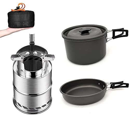 MHRCJ Kit de Estufa de Camping Placas de Plato portátil Potes de Agua Hervidor de Agua Hand Vice Vice al Aire Libre Camping Cocinando para 2-3 Personas