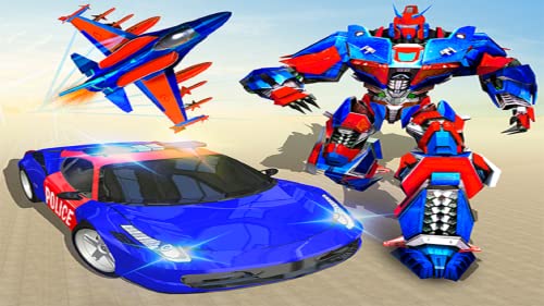 Miami Crime City Mega Flying Air Jet Transform Robot Car Simulator: Ultimate Robot War 3D Juegos 2021