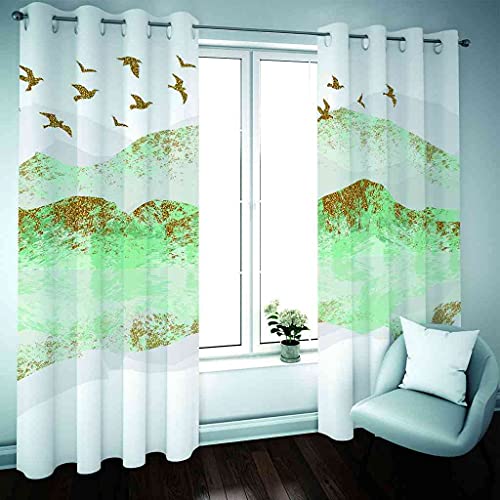 MIHGOW 2 Pieza Cordillera de pajarito Cortinas Opacas para Salón y Dormitorio Infantiles 3D impresión, Cortinas Ventana Opacas Termicas Aislantes con Ojales, Proteccion Intimidad 200x200cm