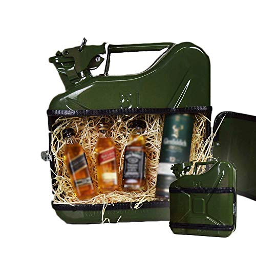 mikamax – Jerrycan Whiskey Bar 5L – Canister Minibar – Verde – 24.5 x 9.5 x 28 cm – Bar Mobil – Caja de Regalo – Bebidas Alcoholicas