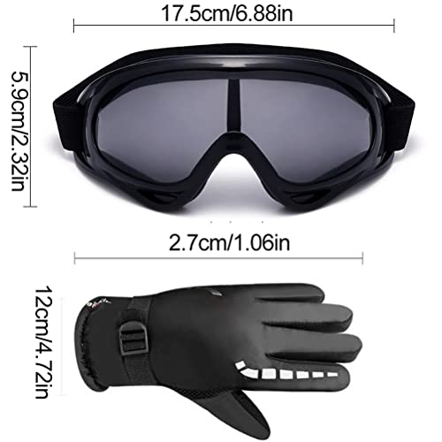 Mini patín de esquí corto, esquís para calzado de invierno, patines de nieve cortos ajustables Patines de esquí para esquiar Equipamiento deportivo, incluidos zapatos de snowboard + guantes + gafas