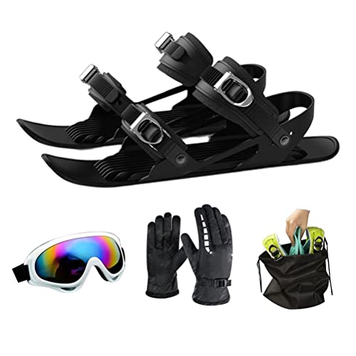 Mini patín de esquí corto, esquís para calzado de invierno, patines de nieve cortos ajustables Patines de esquí para esquiar Equipamiento deportivo, incluidos zapatos de snowboard + guantes + gafas