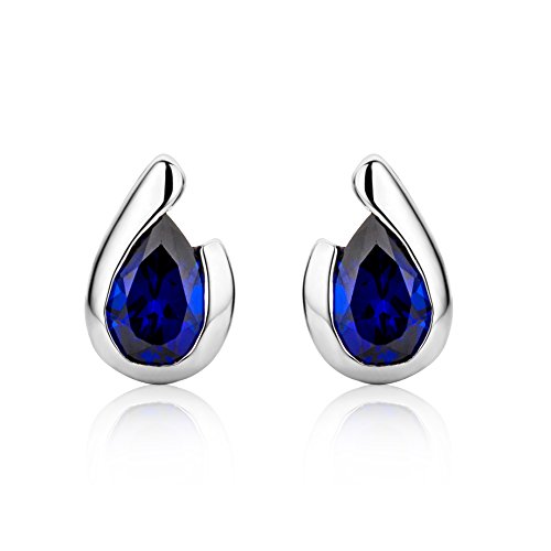 MIORE MG9241E - Pendientes para mujer de oro blanco 375 rodiado, zafiro azul, corte de gota