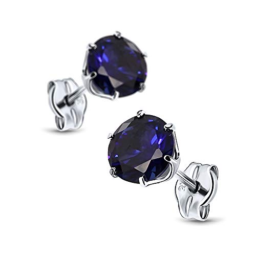 Miore pendientes de presion con 6 garras rubí/zafiro/zirconita/esmeralda en oro blanco de 9 kt 375 (azul)