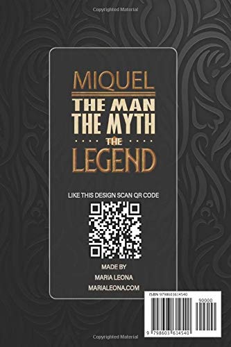 Miquel The Man The Myth The Legend: Miquel Name Planner With Notebook Journal Calendar Personal Goals Password Manager & Much More, Perfect Gift For Miquel