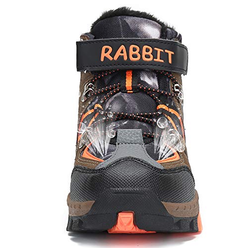 Mishansha Botas de Senderismo para Niños Calor Invierno Zapatillas de Trekking Botas de Montaña Impermeables Botas para la Nieve Resistente al Desgaste, Naranja 26