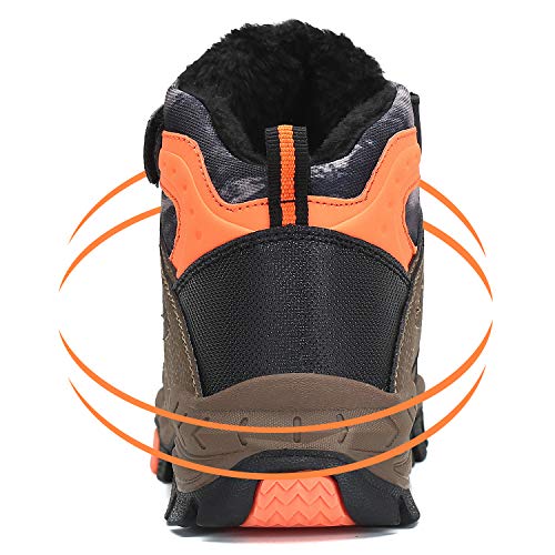 Mishansha Botas de Senderismo para Niños Calor Invierno Zapatillas de Trekking Botas de Montaña Impermeables Botas para la Nieve Resistente al Desgaste, Naranja 26