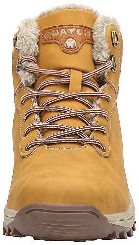 Mishansha Hombre Mujer Botas de Nieve Invierno Botines Senderismo Impermeables Deporte Trekking Zapatos Fur Forro Aire Libre Boots,Amarillo 44 EU