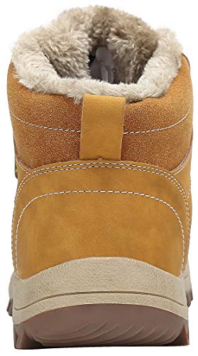 Mishansha Hombre Mujer Botas de Nieve Invierno Botines Senderismo Impermeables Deporte Trekking Zapatos Fur Forro Aire Libre Boots,Amarillo 44 EU