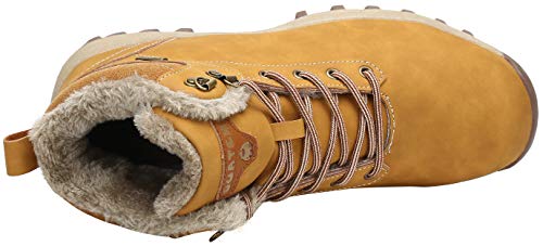 Mishansha Hombre Mujer Botas de Nieve Invierno Botines Senderismo Impermeables Deporte Trekking Zapatos Fur Forro Aire Libre Boots,Amarillo 44 EU