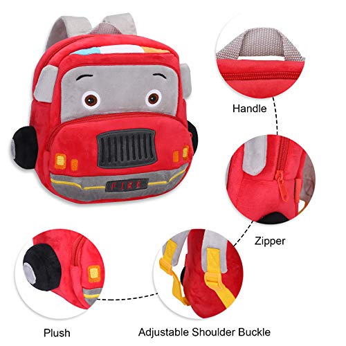 Mochila Infantil Kindergarten Guarderia Dibujos Animados Coche Linda Bolso Bebe Escuela Dibujos para niña y niño 1-3 años,Camión de Bomberos