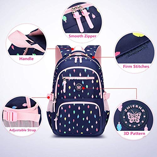 Mochilas Niña, Mochila Sets de útiles Escolares Mochilas Juveniles Escolares con Bolsa de Almuerzo Bolsa de Bolígrafo para 8 a 16 Años(Azul Profundo)