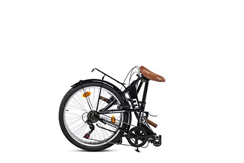 Moma Bikes Top Class 24 - Bicicleta Plegable Urbana, Cambio Shimano TZ-50 6 vel, Ruedas de 24″ con llantas de aluminio, color Negro