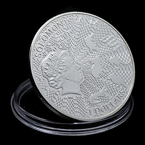 Monedas de recuerdo de las Islas Salomón chapadas en plata de cocodrilo de agua salada 1 oz.