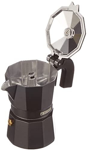 Monix Vitro Noir – Cafetera Italiana de Aluminio, Capacidad 1 Taza, Apta para Todo Tipo de cocinas Salvo inducción (Braisogona_M640001)