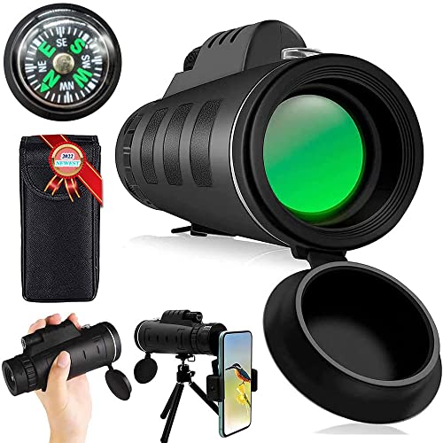 Monocular HD Telescopio Monoculares para Movil Monoculares Portatil Telescopio Monocular Starscope para Adultos Niños Caza Viajes Observación de Aves con Soporte para Smartphone y Trípode 40x60