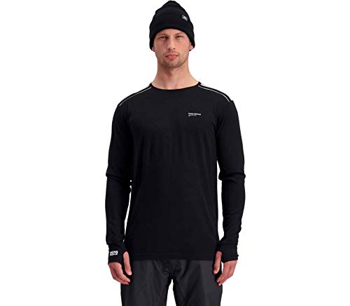 Mons Royale Alta Tech LS Crew Capa Base, Hombre, Black/Grey Marl, Large