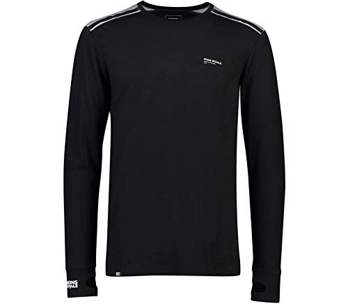 Mons Royale Alta Tech LS Crew Capa Base, Hombre, Black/Grey Marl, Large