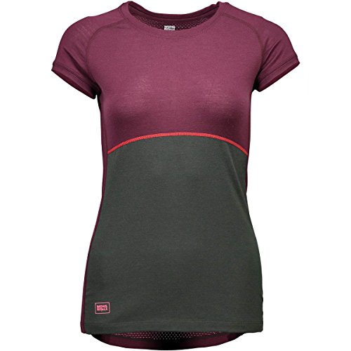 Mons Royale Mujer Bella Tech té Geo Base Layer, otoño/Invierno, Mujer, Color Burgundy/Forest Green, tamaño Extra-Small