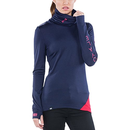 Mons Royale Mujer Cornice Rollover LS Vert Base Layer, Otoño-Invierno, Mujer, Color Navy/Raspberry, tamaño Large