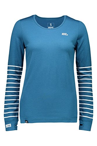 Mons Royale Mujer Original LS Vert Base Layer, otoño/Invierno, Mujer, Color Acero Azul, tamaño Extra-Small