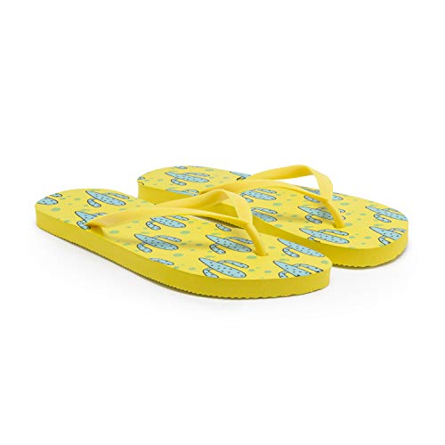 Montse Interiors, S.L. Chanclas Flip Flop Cactus Playa y Piscina para Mujer o Chica + Neceser Cremas (40 EU, Cactus)