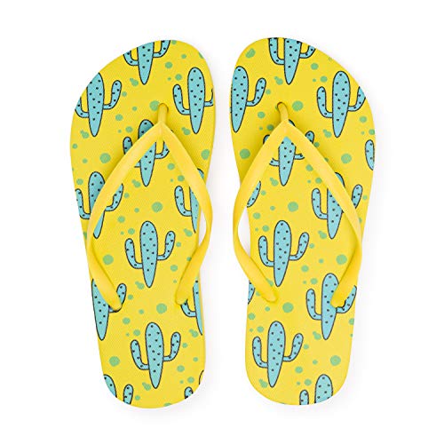 Montse Interiors, S.L. Chanclas Flip Flop Cactus Playa y Piscina para Mujer o Chica + Neceser Cremas (40 EU, Cactus)