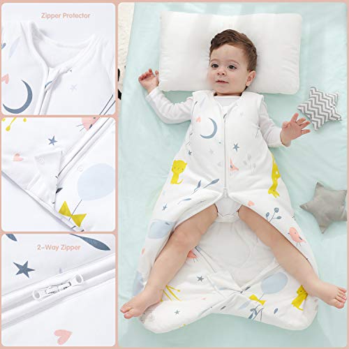 Mosebears Saco de dormir para bebé de invierno, 2,5 tog, 100 % algodón, transpirable, para bebés de 6 a 12 meses