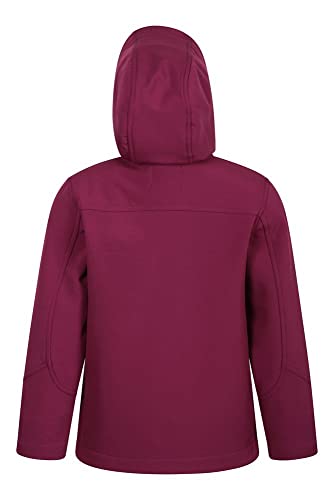 Mountain Warehouse Exodus Chaqueta Softshell para niño - Chaqueta Impermeable con Forro Polar, Cortavientos, Transpirable Trekking, montaña y Entretiempo Color Baya 9-10 Años