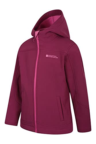 Mountain Warehouse Exodus Chaqueta Softshell para niño - Chaqueta Impermeable con Forro Polar, Cortavientos, Transpirable Trekking, montaña y Entretiempo Color Baya 9-10 Años