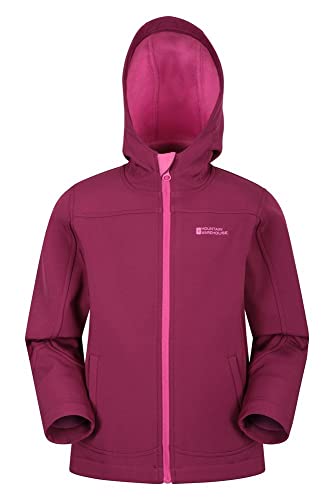 Mountain Warehouse Exodus Chaqueta Softshell para niño - Chaqueta Impermeable con Forro Polar, Cortavientos, Transpirable Trekking, montaña y Entretiempo Color Baya 9-10 Años