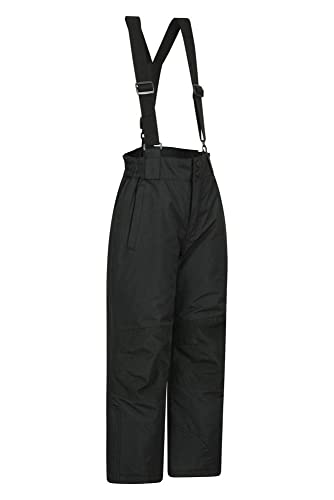 Mountain Warehouse Pantalón de esquí Raptor para niños - Rodillas reforzadas, 2 Bolsillos, pantalón Impermeable a la Nieve, Cremallera en el Tobillo y Tirantes Desmontables, Invierno Negro 11-12 Años