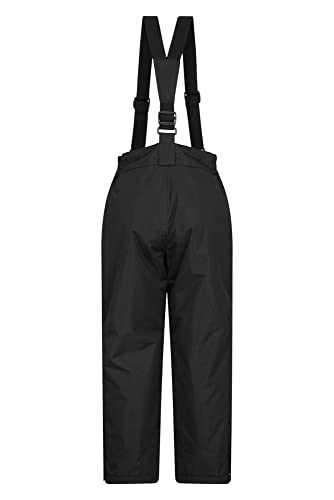 Mountain Warehouse Pantalón de esquí Raptor para niños - Rodillas reforzadas, 2 Bolsillos, pantalón Impermeable a la Nieve, Cremallera en el Tobillo y Tirantes Desmontables, Invierno Negro 11-12 Años