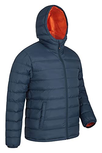 Mountain Warehouse Seasons Chaqueta Acolchada para Hombre - Chaqueta térmica Impermeable, Ligera y Aislante, con Capucha y Relleno de Microfibra - Ideal para la montaña Azul Marino L