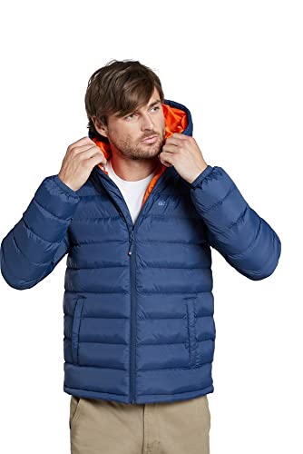 Mountain Warehouse Seasons Chaqueta Acolchada para Hombre - Chaqueta térmica Impermeable, Ligera y Aislante, con Capucha y Relleno de Microfibra - Ideal para la montaña Azul Marino L