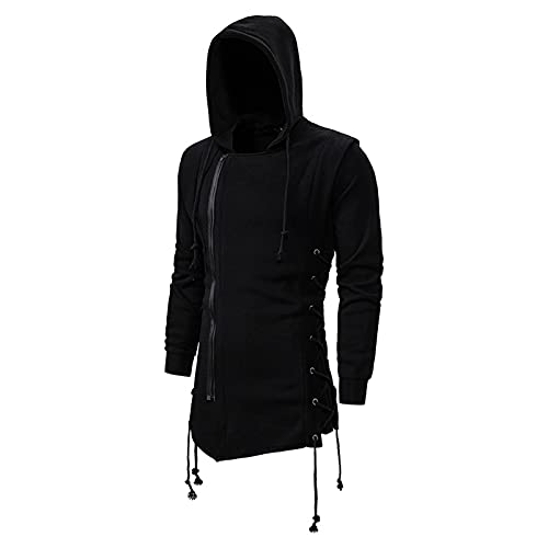 MOVERV Sudadera con Capucha y Cremallera Lateral con Cordones de Lana gótica con Capucha Assassins Creed Chaqueta Suelta Outwear para Hombres Adecuado para Disfraz de Cosplay de Carnaval de Halloween