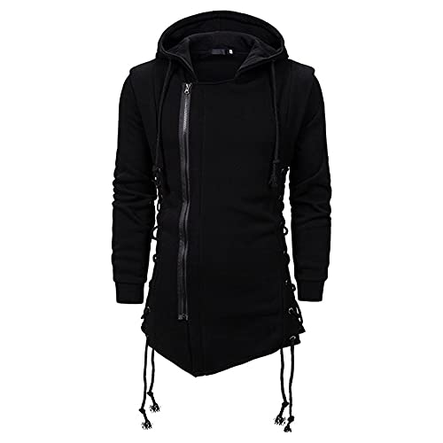 MOVERV Sudadera con Capucha y Cremallera Lateral con Cordones de Lana gótica con Capucha Assassins Creed Chaqueta Suelta Outwear para Hombres Adecuado para Disfraz de Cosplay de Carnaval de Halloween