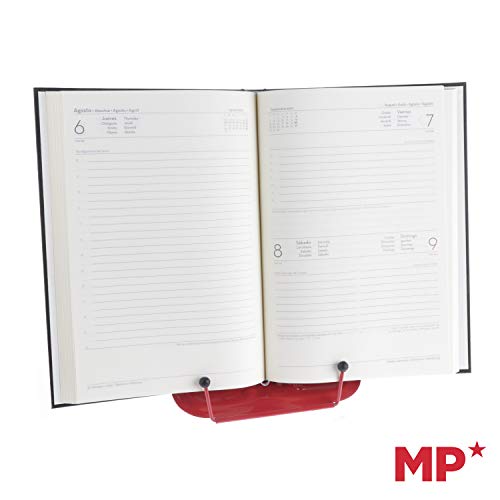 MP - Atril Estudio PREMIUM (Modelo 2021 Nuevo) Solo 170g, Atril para Libros Muy Ligero y Compacto. Muy Apto para llevar donde quieras. 3 Ángulos que se Amoldan para Libros, Agenda,Cocinas,Color Rojo