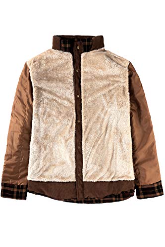 Mr.Stream Hombres Casual Manga Larga de Franela a Cuadros botón Forrado de Piel Caliente Camisa Chaqueta Sherp M Dark Green