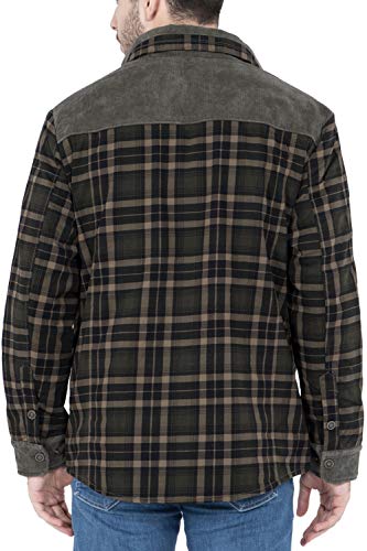 Mr.Stream Hombres Casual Manga Larga de Franela a Cuadros botón Forrado de Piel Caliente Camisa Chaqueta Sherp M Dark Green