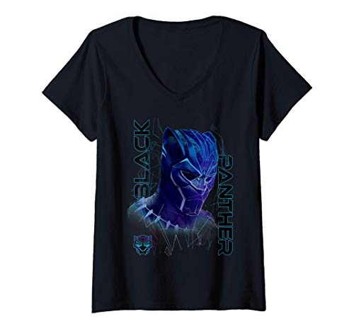 Mujer Marvel Black Panther Movie Geo Tech Purple Portrait Camiseta Cuello V