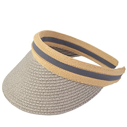 Mujeres Golf Deportes Viseras Sombreros Playa Paja Verano Visera Gorra (Gris)