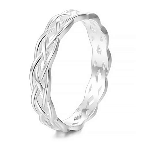 MunkiMix 925 Plata Banda Venda Anillo Ring El Tono De Plata Triquetra Irlandés Celta Celtic Nudo Knot Eternidad Eterno Alianzas Boda Amor Love Talla Tamaño 22 Mujer