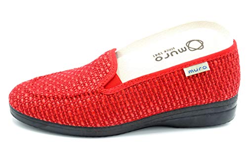 Muro 805 Roja - Zapatilla de Rafia para Mujer - Suela de Caucho - Hecha en España (Numeric_36)