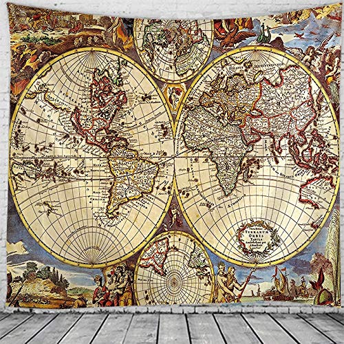 N / A Tapiz de Mapa del Mundo Marino Moderno Tapiz de Mandala Indio Montaje en Pared Bohemio Gitano psicodélico Tapiz brujería Tapiz decoración del hogar Tapiz Tela de Fondo A5 180x230cm