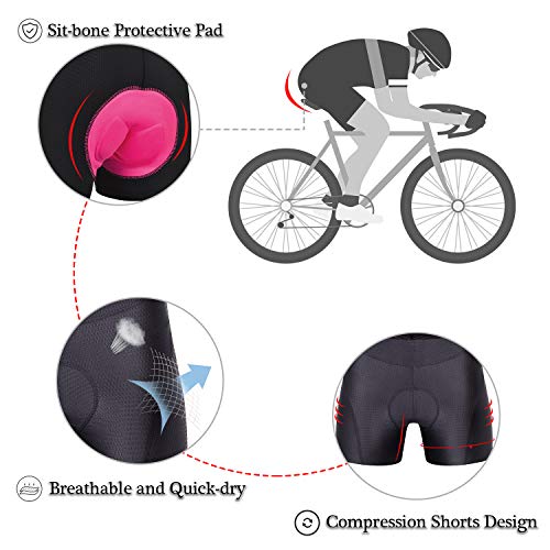 “N/A” Pantalones Cortos de Ciclismo para Mujer, Acolchados 3D, para Montar en Bicicleta - Negro - Medium