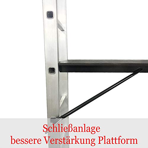 NAIZY - Estructura de aluminio, andamio, escalera de trabajo, escalera plegable, plataforma de trabajo, soporta hasta 150 kg, revestimiento antideslizante